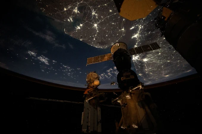 iss074e0351378 (Feb. 28, 2026) --- Cities light up the west coast of India as illuminated fishing boats catching squid, shrimp, sardines, and mackerel dot the Arabian Sea. The International Space Station was orbiting 264 miles above the Indian subcontinent at approximately 11:19 p.m. local time when this photograph was taken. Credit: NASA/Chris Williams