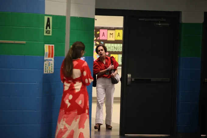 Principal Dr. Preeti Nichani looks on disbelief at the surprise she is about to get.