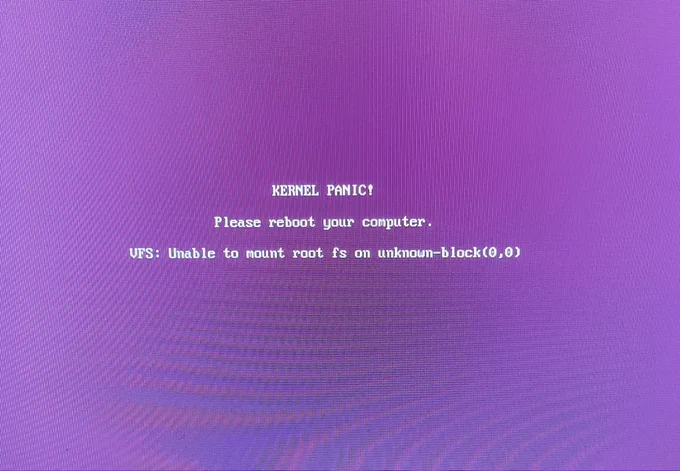 Kernel panic, unable to mount