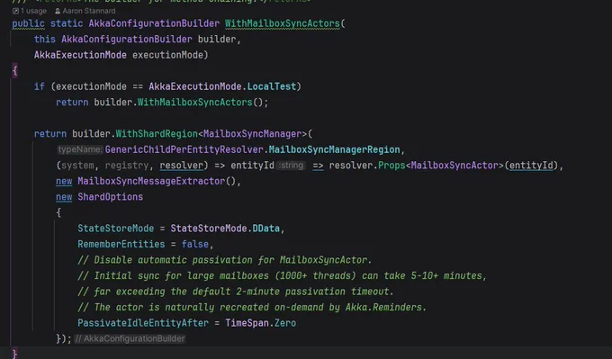 TextForge `MailboxSyncManager` registration in Akka.Hosting