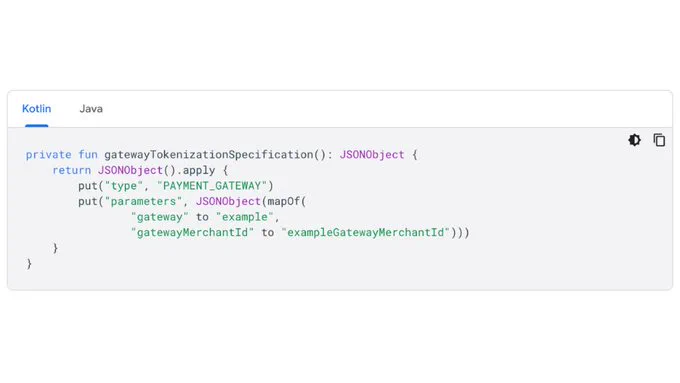 Code showing part of a Kotlin integration process