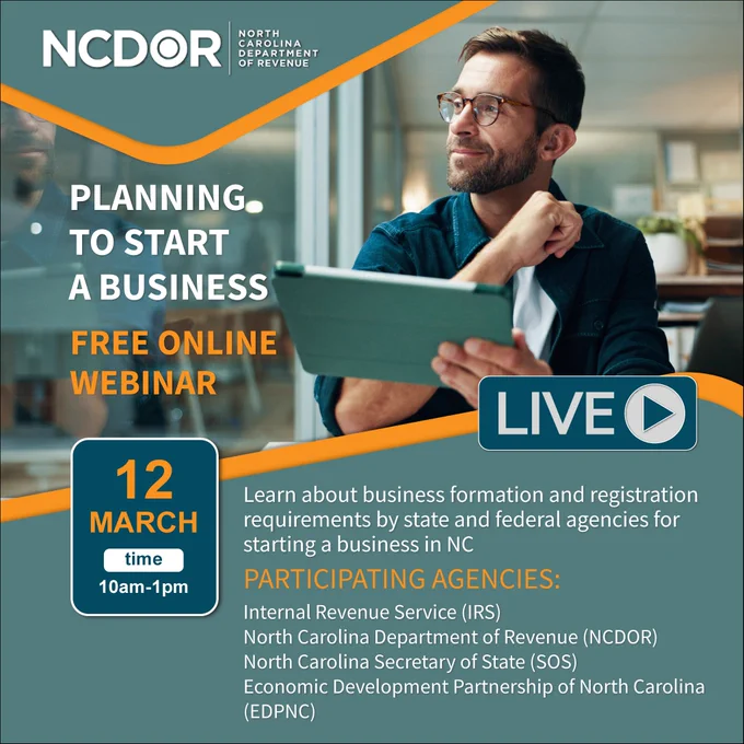 Planning to start a business
Free online webinar
March 12, from 10am to 1 pm.