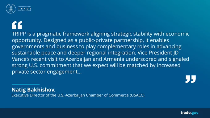 Graphic with quote from \u2014\tNatig Bakhishov, Executive Director of the U.S.-Azerbaijan Chamber of Commerce (USACC)