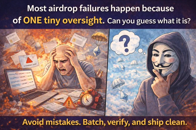 Most airdrop failures happen because of ONE tiny oversight.
Can you guess what it is? Avoid mistakes. Batch, verify, and ship clean.