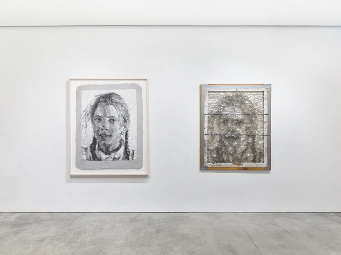Installation image, Chuck Close and Pulp, Pace Prints, 2026. 