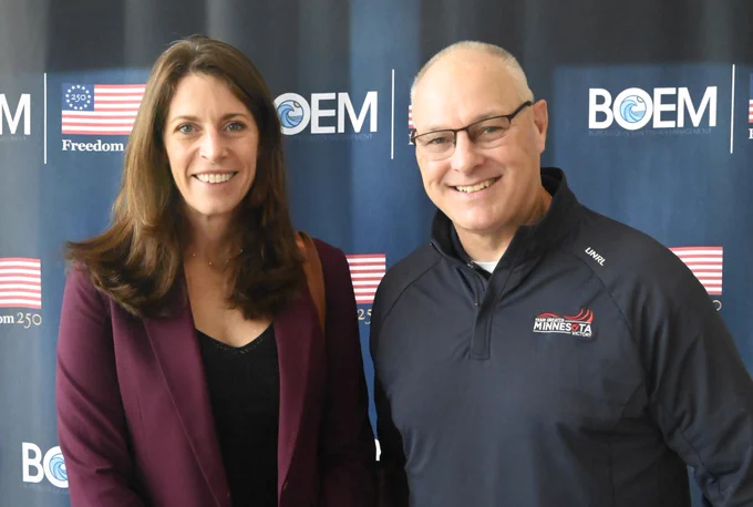 Deputy Secretary of the U.S. Department of the Interior Kate MacGregor and Congressman Pete Stauber take a picture together at the Big Beautiful Gulf 2 oil and gas lease sale.