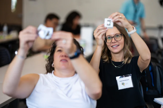 K-12 teachers learn quantum science at QCaMP. Photo courtesy of Criag Fritz of Sandia National Laboratories
