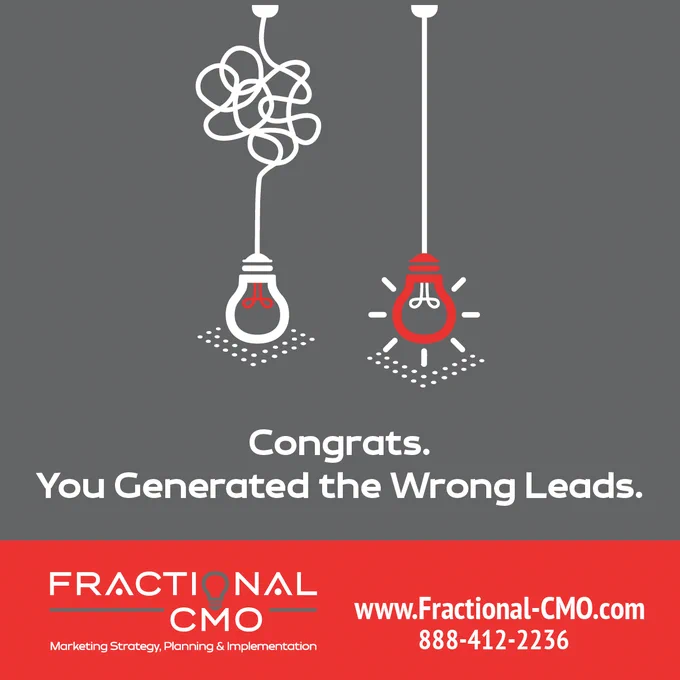 A full pipeline means nothing if it’s full of the wrong prospects 🚫.

“We’re getting leads… they’re just not good.”

That’s not a quantity problem; it is a quality problem – and lead quality problems are caused by inaccurate targeting 🎯.
If you market to everyone, you attract anyone.
More leads is not the goal. Qualified leads are 🏆.

Learn what’s really sabotaging your growth engine: https://fractional-cmo.com/top-10-b2b-marketing-problems/.

If your funnel looks busy but revenue is flat 📉, let’s fix the strategy.
➡️ fractional-cmo.com/contact/
📲 (888) 412-2236

#B2BMarketing #LeadGeneration #MarketingStrategy #FractionalCMO