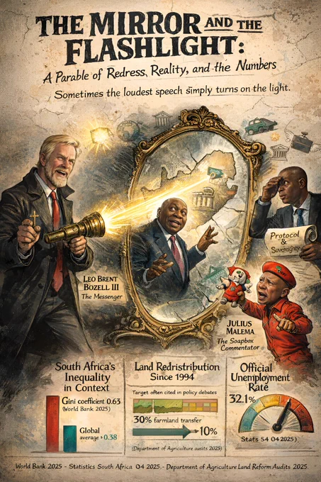 Sjoe! 😳🇿🇦 US Ambassador Drops Diplomatic Bombshell in Hermanus – ANC Hits Panic Button! 🚨 ~ Redress vs Reality ⚖️📉: Speech Exposes South Africa’s Transformation Dilemma ~ Mirror Held to the Nation 🪞🇿🇦: Speech Rekindles Debate Over Cadre Deployment and Reform.
Picture this: it is March 10, 2026, in Hermanus, that sleepy little seaside town where the whales come to holiday and the wind whispers secrets to the fynbos. Into this postcard scene walks Leo Brent Bozell III, the freshly arrived American ambassador, looking every inch the new kid who has just read the rulebook and decided he doesn’t like page 47. 

He steps up to the BizNews microphone and, with the calm certainty of someone who has already decided the house is on fire, declares the “Kill the Boer” chant to be hate speech—never mind what the Constitutional Court said last year. “I’m sorry,” he says, the apology sounding about as sincere as a politician’s promise, “I don’t care what your courts say.” 

