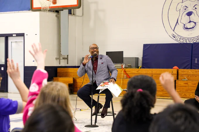 SOR Wooten smiling at students. 