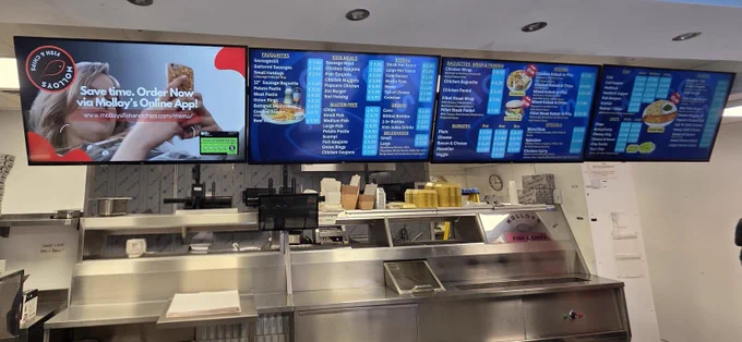 Elevate your customer experience with our custom Digital Menu Boards, perfect for Hospitality and Retail businesses! Our tailored solutions include supply and mounting of single or multiple monitors, plus dynamic screen graphics to boost Up-Selling opportunities. Request a demo today and discover how ADS can transform your menu display!