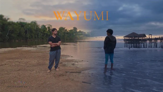 A promo shot of Wayumi showing David Good and his mother on a beach.