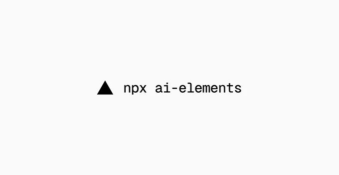 A black triangle appears above the text "npx ai-elements" on a plain white background, suggesting a software or coding context.