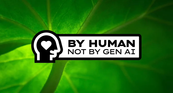 A picture showing the badge. It is written on it: 'By human not by gen AI'