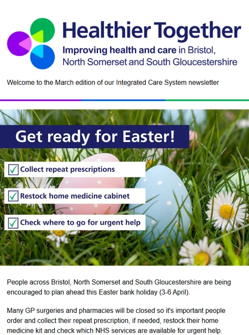 Screenshot of the March ICS newsletter.