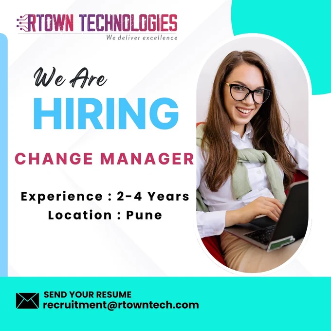 If you have strong leadership and stakeholder management skills, we’d love to hear from you!

🧑‍💼Experience: 2–4 Year
📍 Location: Pune

🛠 Key Skills:
✔ Change Management Strategies
✔ Stakeholder Communication
✔ Process Improvement
✔ Risk & Impact Analysis
📩 Send your resume: recruitment@rtowntech.com

#RTownTechnologies #Hiring #ChangeManager #PuneJobs #ManagementJobs #CareerOpportunity 🚀