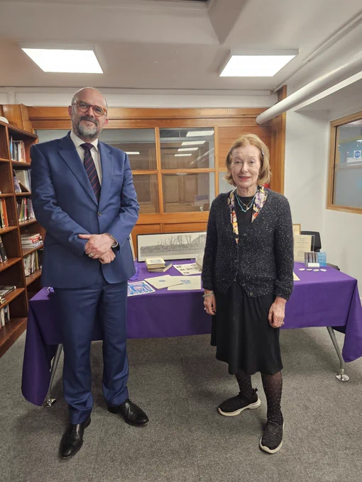 Our Rector,  Dr Gibson with Actor, and former "Westbourne Girl" Vivien Heilbron 