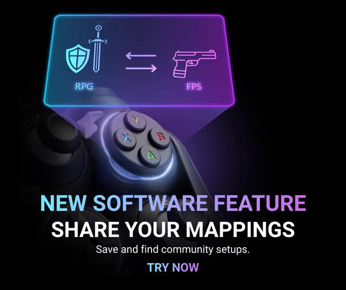 New Software feature share your button mappings, save and find community set ups try now