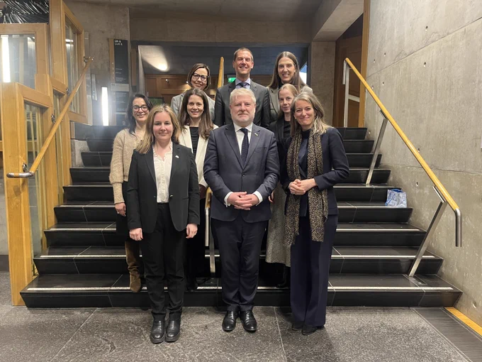 External Affairs Secretary Angus Robertson with Benelux and Nordic Deputy Ambassadors . 