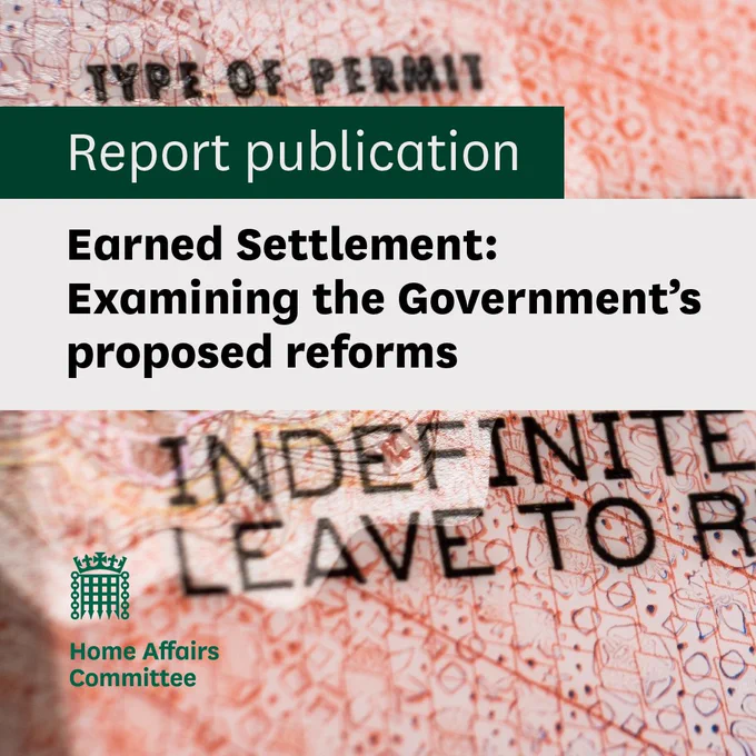 Report publication. Earned settlement: Examining the Government's proposed reforms. Home Affairs Committee.