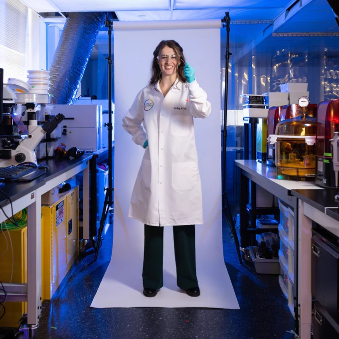 Bailey in the lab for Magazine photoshoot Fall 2025