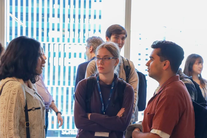 A group of students talking.