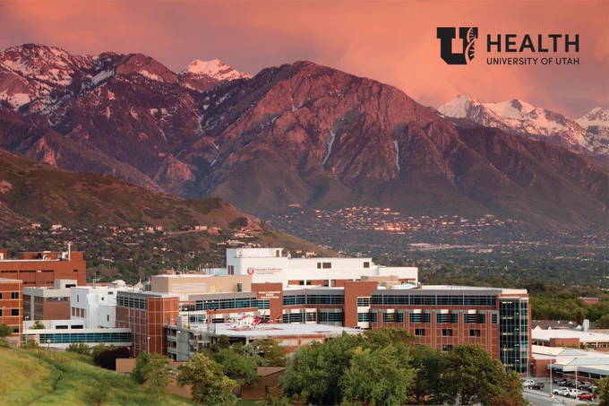 University of Utah Health Campus at sunset. Image courtesy of the University of Utah.