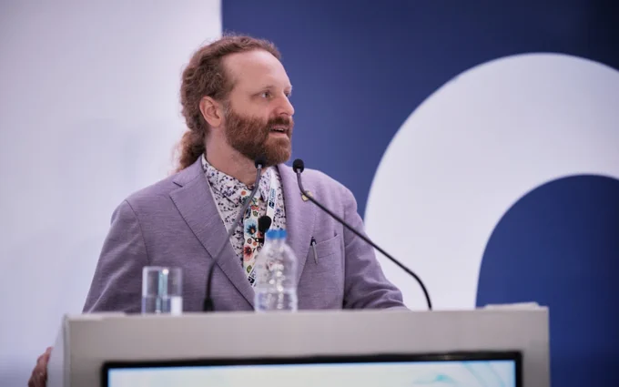 In 2024, Jaworski presented at the European Plasma Protein Therapeutics Association conference in Athens, Greece. Photo courtesy of the Plasma Protein Therapeutics Association.
