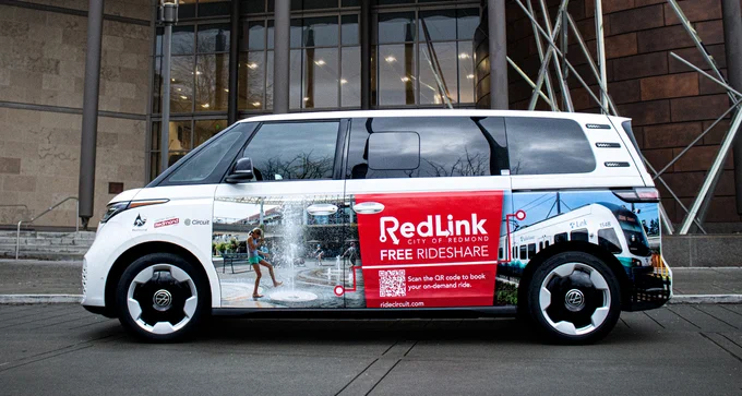 RedLink vehicle in front of City Hall