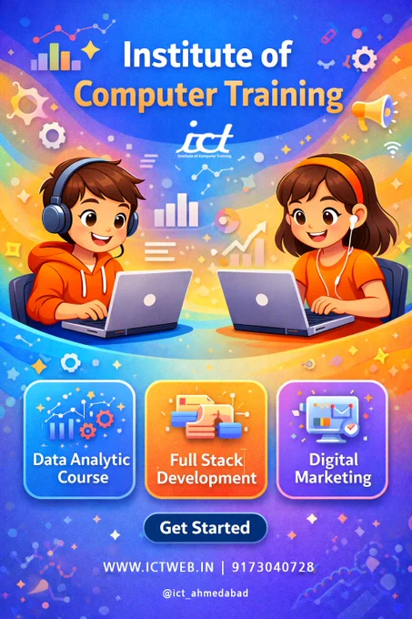 💻 Start Your Tech Career with the Institute of Computer Training (ICT)

Looking to build a career in the IT and digital industry? Join Institute of Computer Training (ICT), Ahmedabad and learn the most in-demand technology skills from industry experts. Our practical training programs help students, freshers, and professionals gain real-world skills needed for today’s digital jobs.

🎯 Top Courses Offered:
📊 Data Analytics / Data Science Course
🌐 Full Stack Web Development / Coding
📢 Digital Marketing Training / UI-UX Design

📍 Location: South Bopal, Ahmedabad
🌐 Website: www.ictweb.in
📞 Contact: 9173040728

