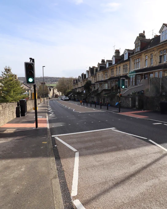 A pedestrian crossing in Wells Road, Bath.