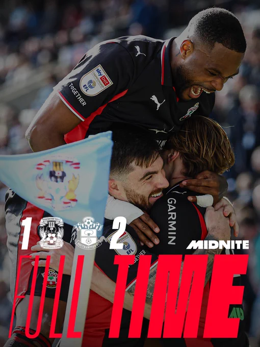 Full time. Coventry 1, Southampton 2.