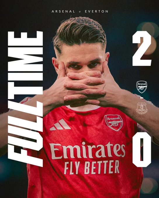Full-time: Arsenal 2-0 Everton