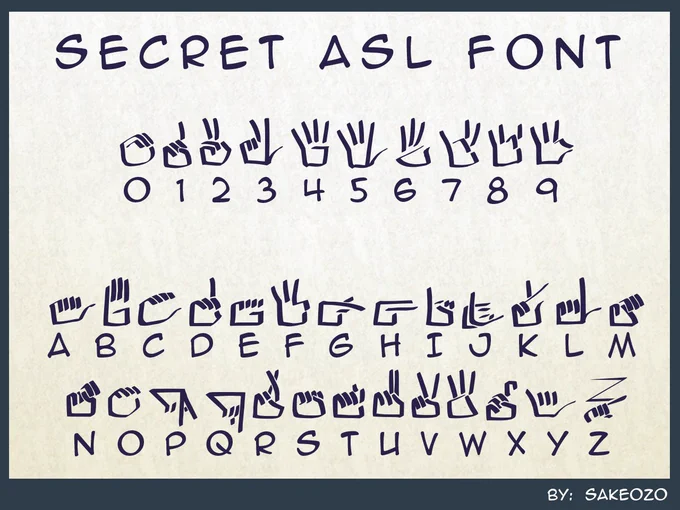 Preview image, secret ASL font. Numbering and alphabet in a vague visual design form, it's a typography! 