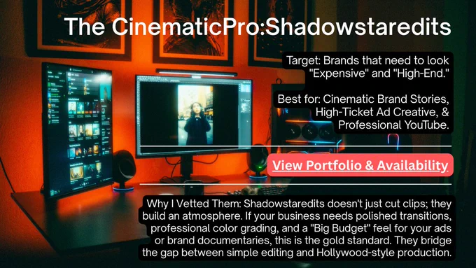 #VideoMarketing, #FiverrPro, #BrandedContent, #VettedTalent, #ProTalentCentral