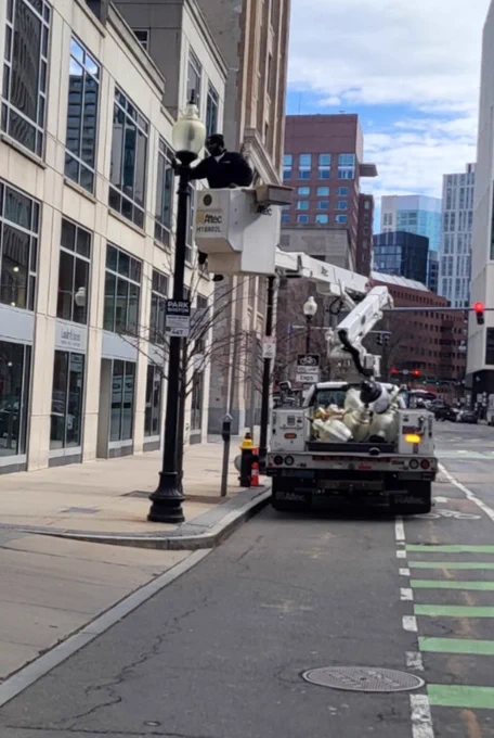 Picture: Street Lighting Division making upgrades.