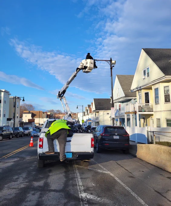 Picture: Street Lighting Division upgrading pendent fixtures