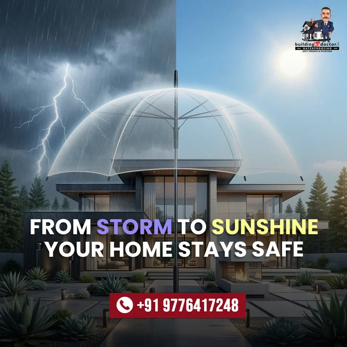 Rain, heat, or changing weather — your home deserves protection in every season.

With expert waterproofing solutions from Building Ka Doctor, your home stays protected from seepage, dampness, and weather damage. Our advanced treatments help keep your walls and structure strong, safe, and long-lasting.