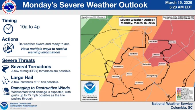 Severe Weather Outlook on Monday.