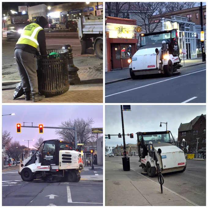 Picture: PWD crews sweeping streets and picking up litter.