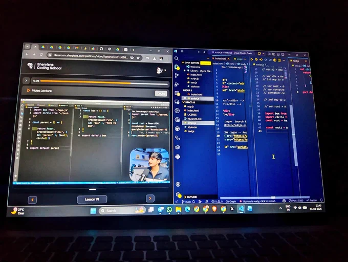 Built my first small example that renders an <h1> using React.

Excited to go deeper into components, JSX, and state next! 💻

#ReactJS #WebDevelopment #JavaScript #LearningInPublic #100DaysOfCode