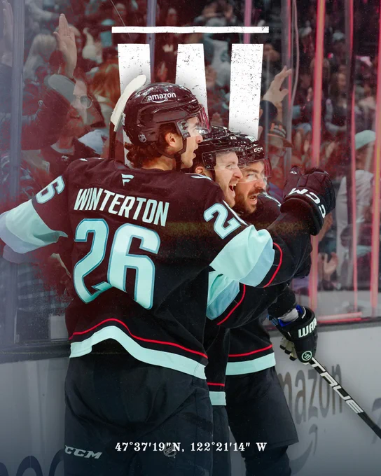"W" graphic featuring photo of Wints, Ben & Freddy celebrating Ben's goal.
