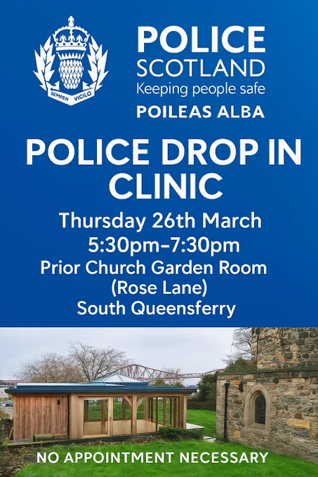 Police Drop In clinic, Thursday 26th March 2026 5.30-7.30pm Prior Church Garden Room