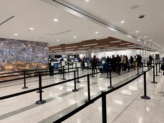 The new TSA checkpoint at the  Austin airport has less than 30 people waiting in line