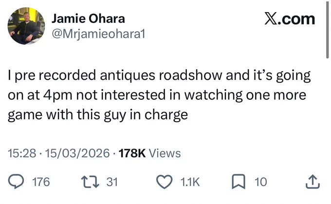 I pre recorded antiques roadshow and it's going on at 4pm not interested in watching one more game with this guy in charge