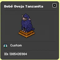 Ejemplo de un Bebé Oveja Tanzanita en Habbo.es mostrando su ID y dueño