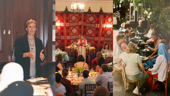 Collage of three photos depicting various faculty members of the Center for Contemporary Arab Studies. 