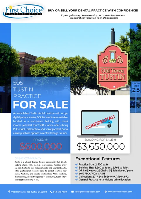 505 Tustin - Orange County Dental Practice for Sale