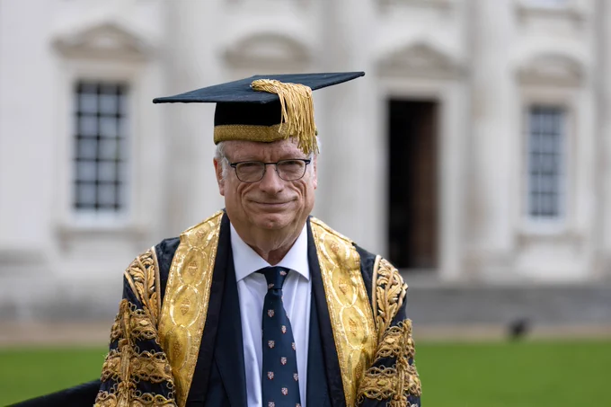 Chris Smith, Lord Smith of Finsbury, wearing the robe and cap of the Chancellor