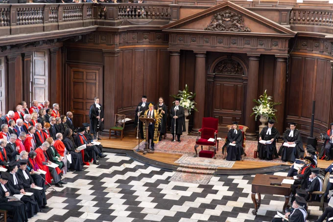 Chris Smith, Lord Smith of Finsbury, giving his speech in the Senate-House